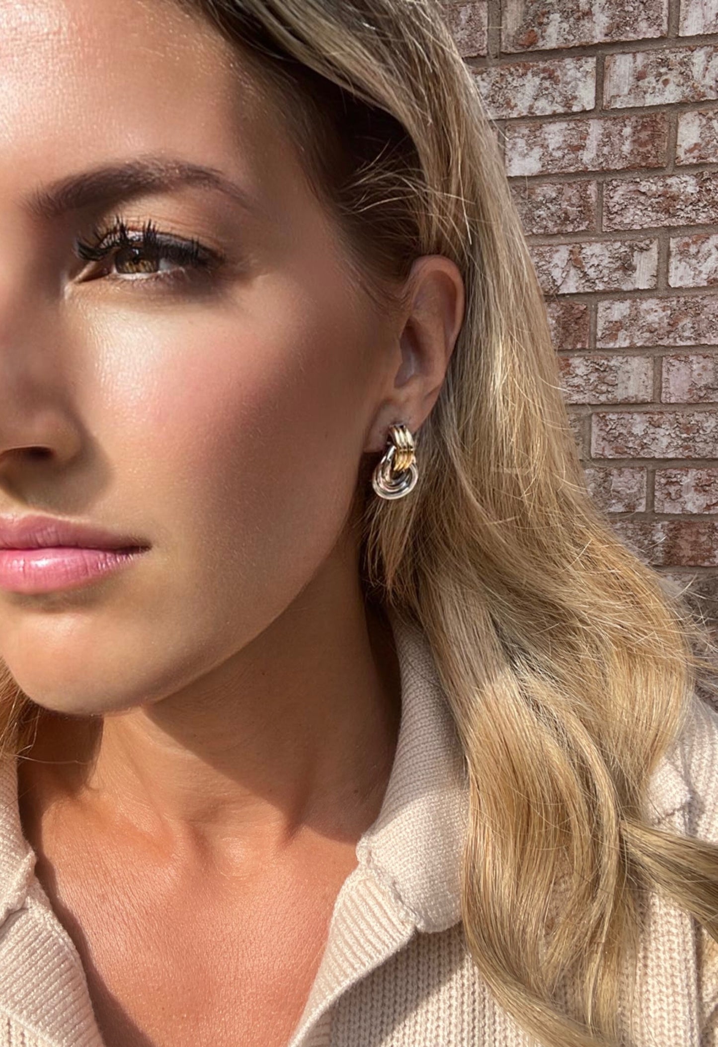 Gold Cylinder Hoop Earrings