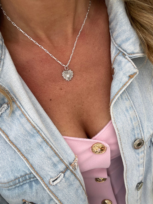 Sterling Silver Mini Love Token Paperclip necklace