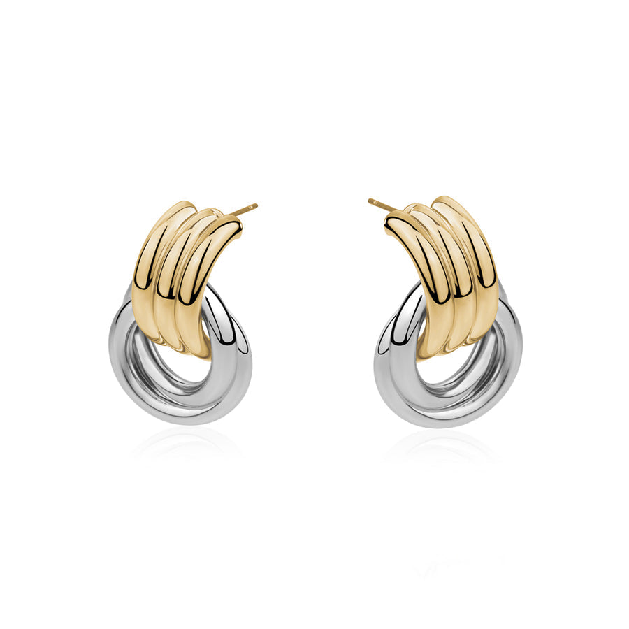 Gold Two Tone Cylinder Hoops