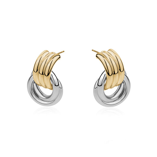 Gold Two Tone Cylinder Hoops