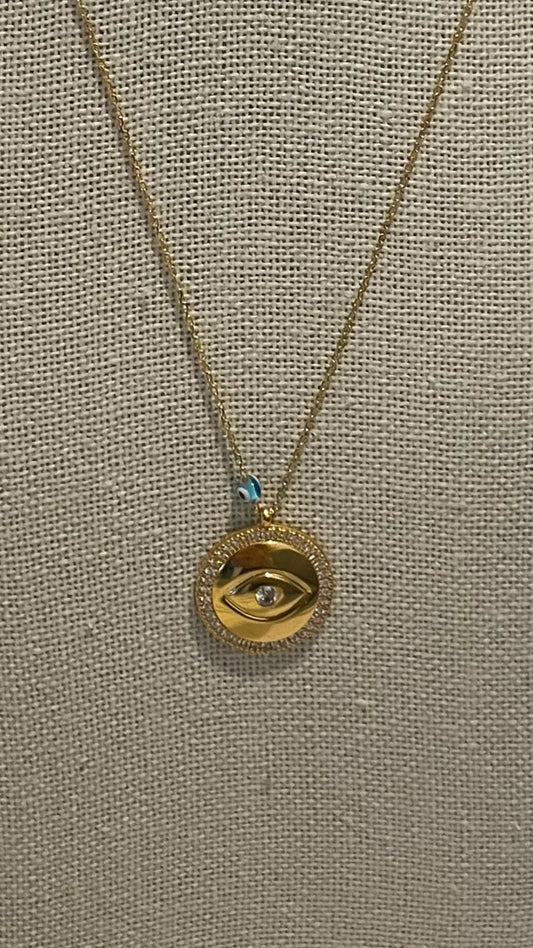 Gold Vermeil Eye Disc Necklace