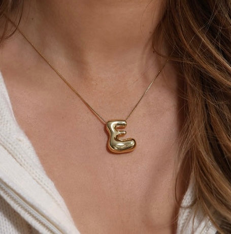 Gold Bubble Initial Necklace