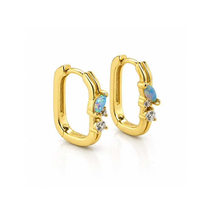 OPAL PAPERCLIP HUGGIE EARRINGS