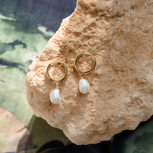 Gold Vermeil Dangling Natural Pearl Earrings