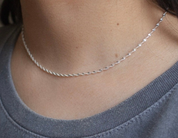 Sterling Silver Twisted Chain Choker