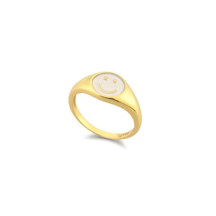 Gold Vermeil Smiley Face Signet Ring