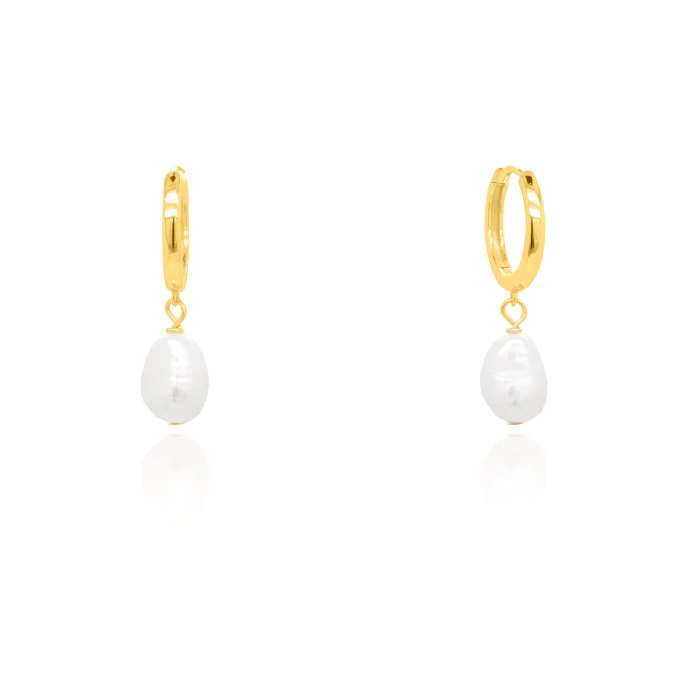 Gold Vermeil Dangling Natural Pearl Earrings