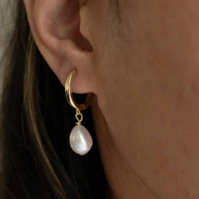 Gold Vermeil Dangling Natural Pearl Earrings