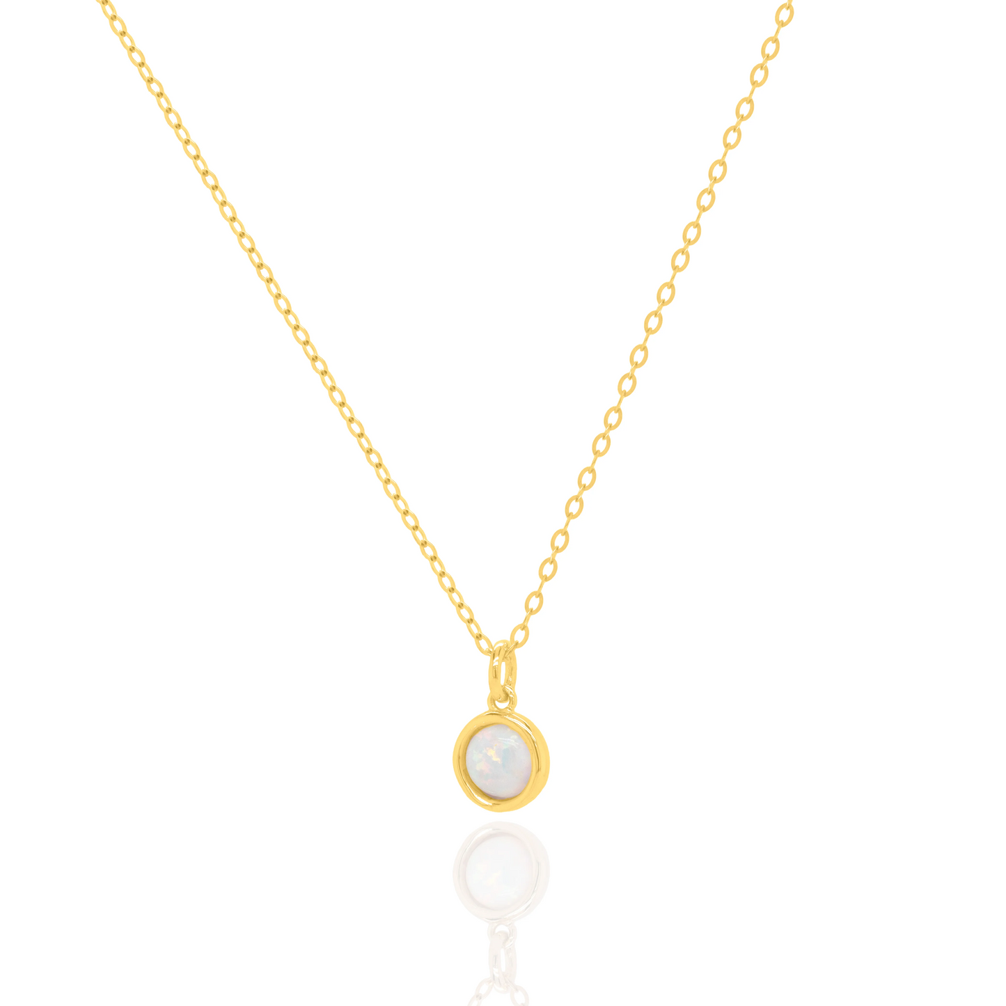 10K Opal Bezel Necklace