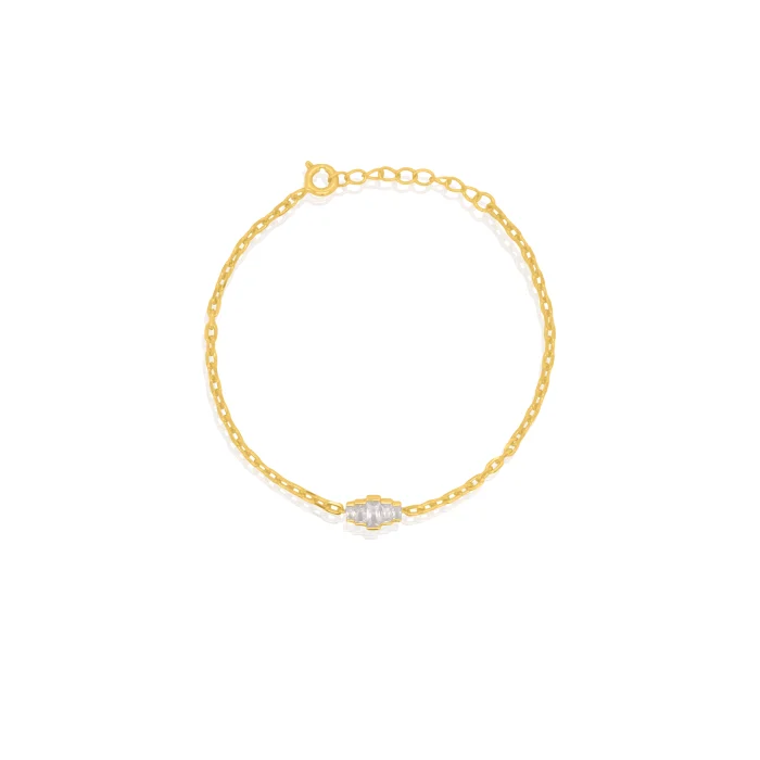 Gold Vermeil Fancy CZ Bar Bracelet