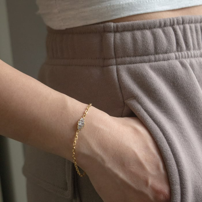 Gold Vermeil Fancy CZ Bar Bracelet
