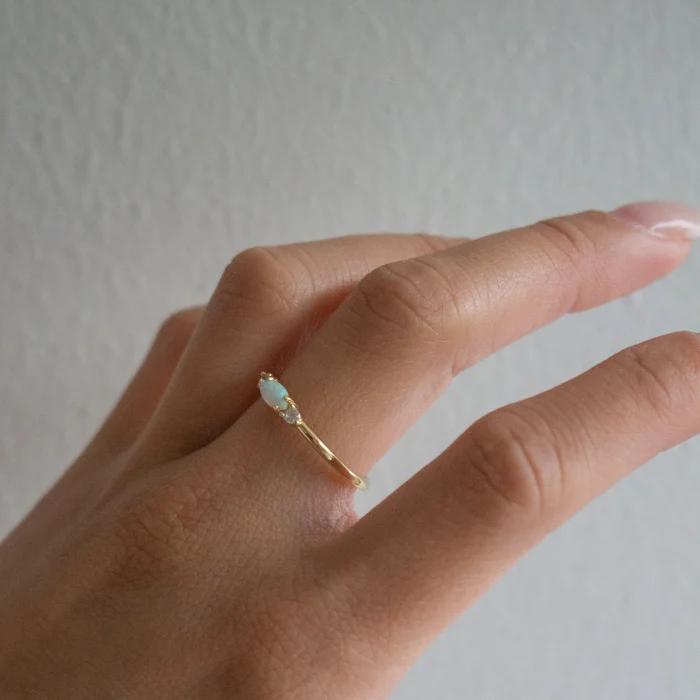 Gold Vermeil CZ Opal Ring