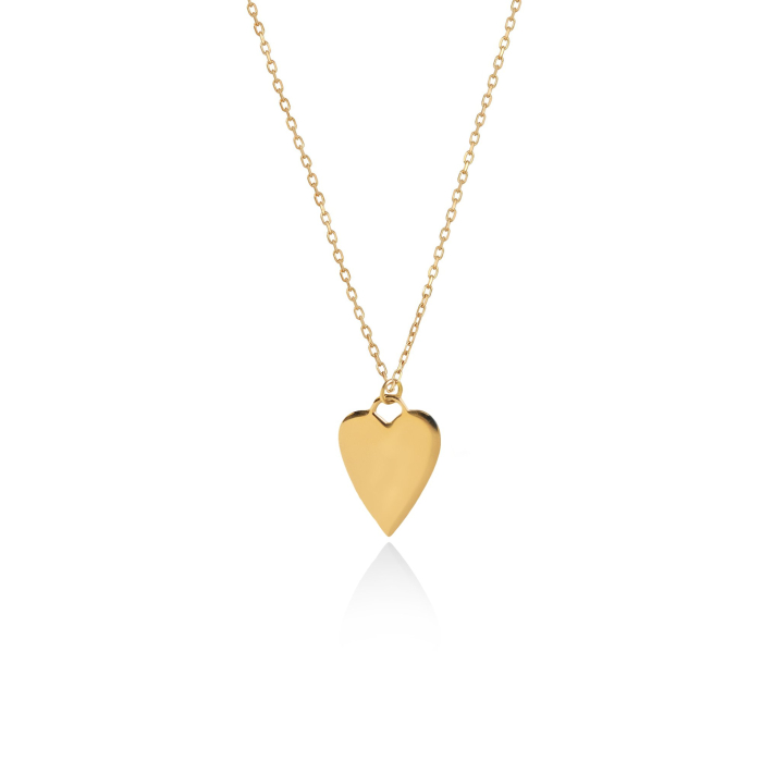 10K Solid Gold Elongated Heart Necklace