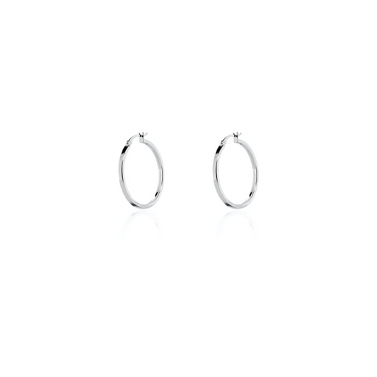 Sterling Silver Square Tube Hoops 25mm