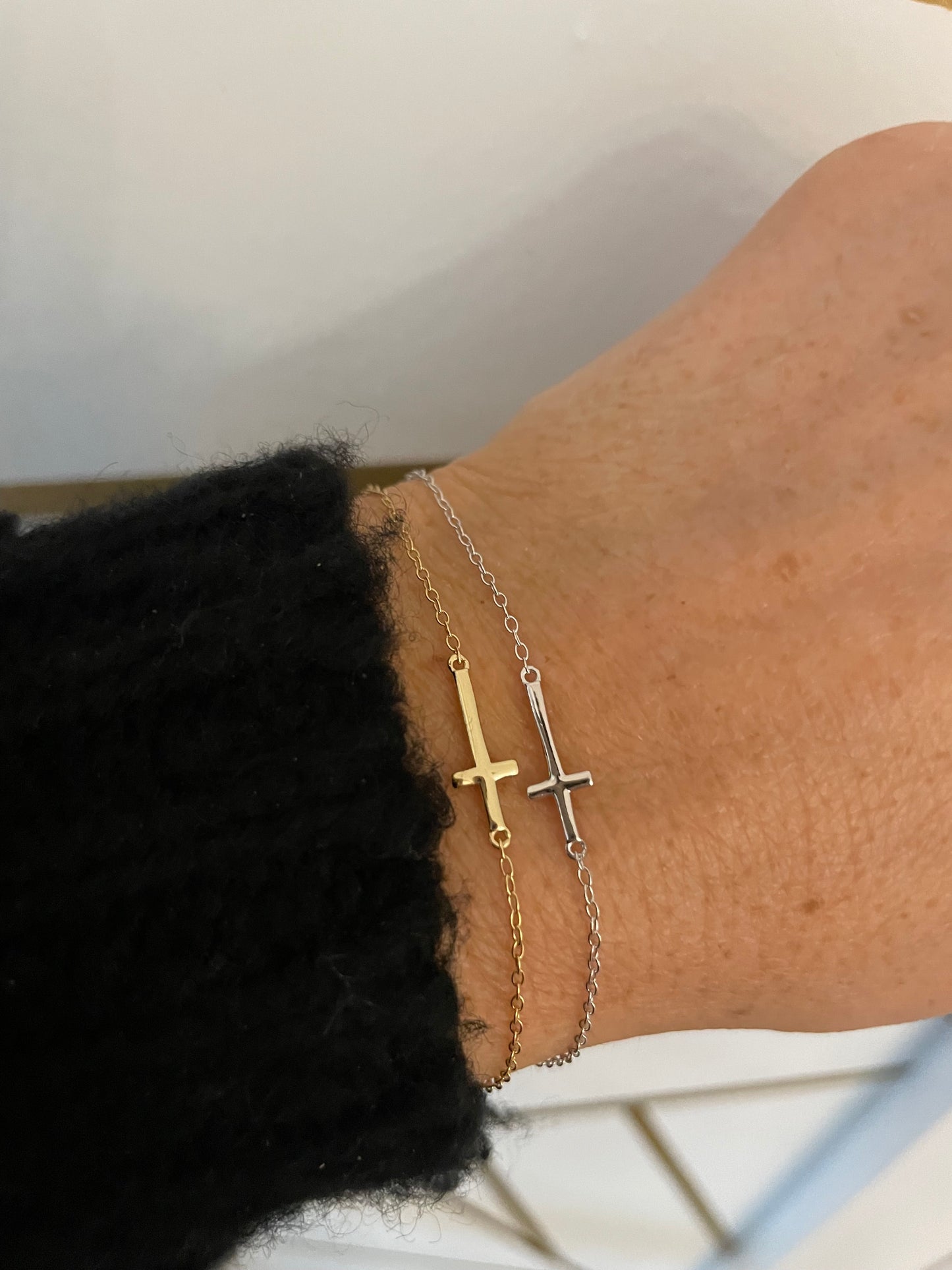 Sterling Silver Cross Bracelet