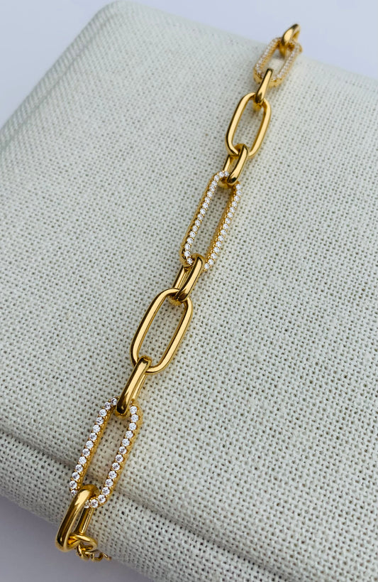 Gold Vermeil 'Chiara' Paperclip Chain Bracelet