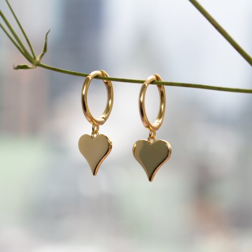 Gold Vermeil Dangling Heart Huggies