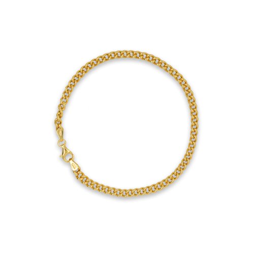 Gold Vermeil Hollow Curb Chain Bracelet 3.7mm