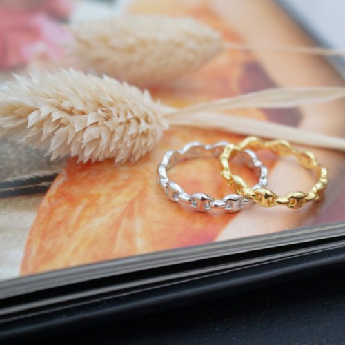 Sterling Silver 'Milano' Mini Puffed Link Ring