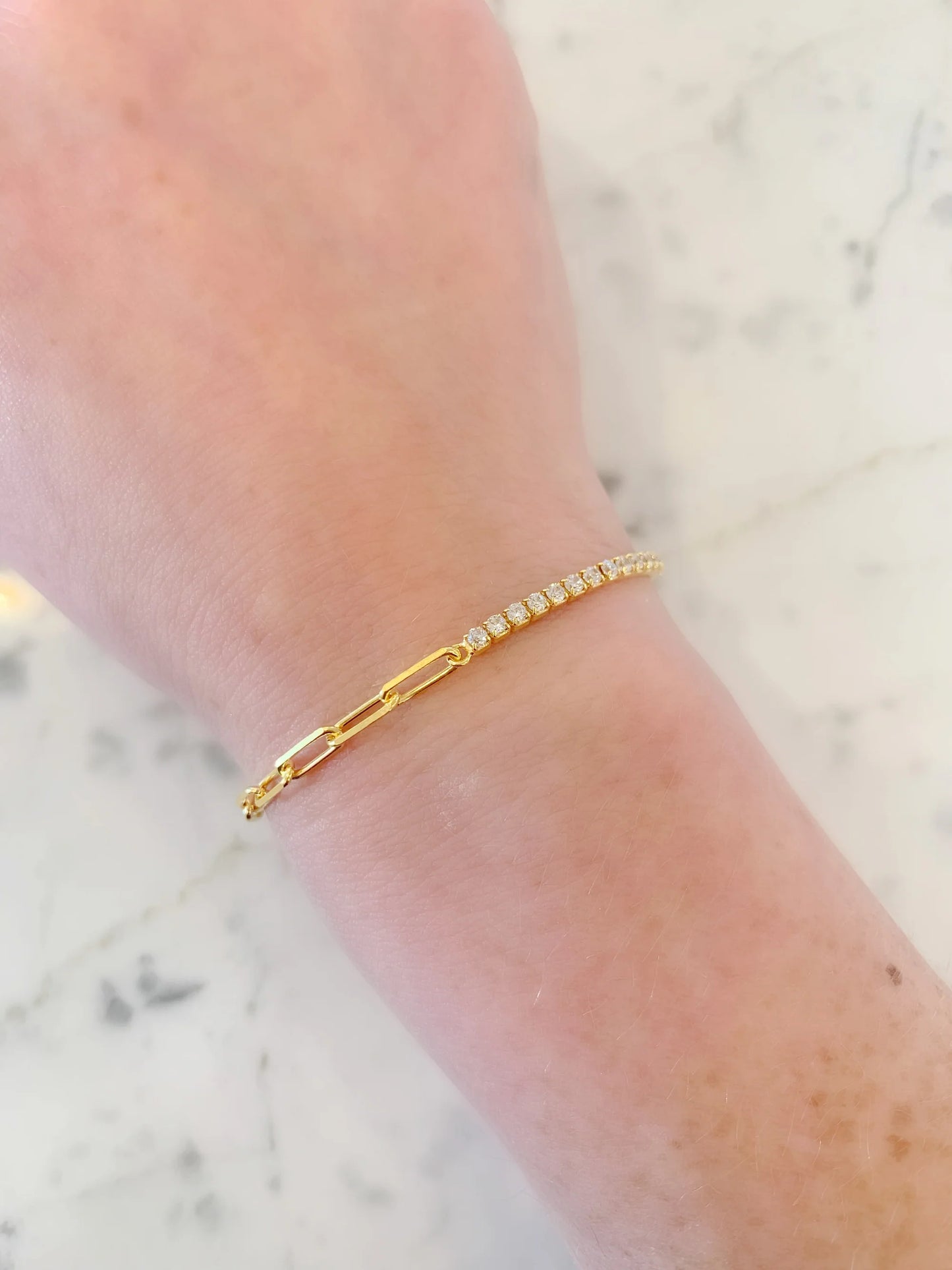 Gold Vermeil Long Link Tennis Bracelet