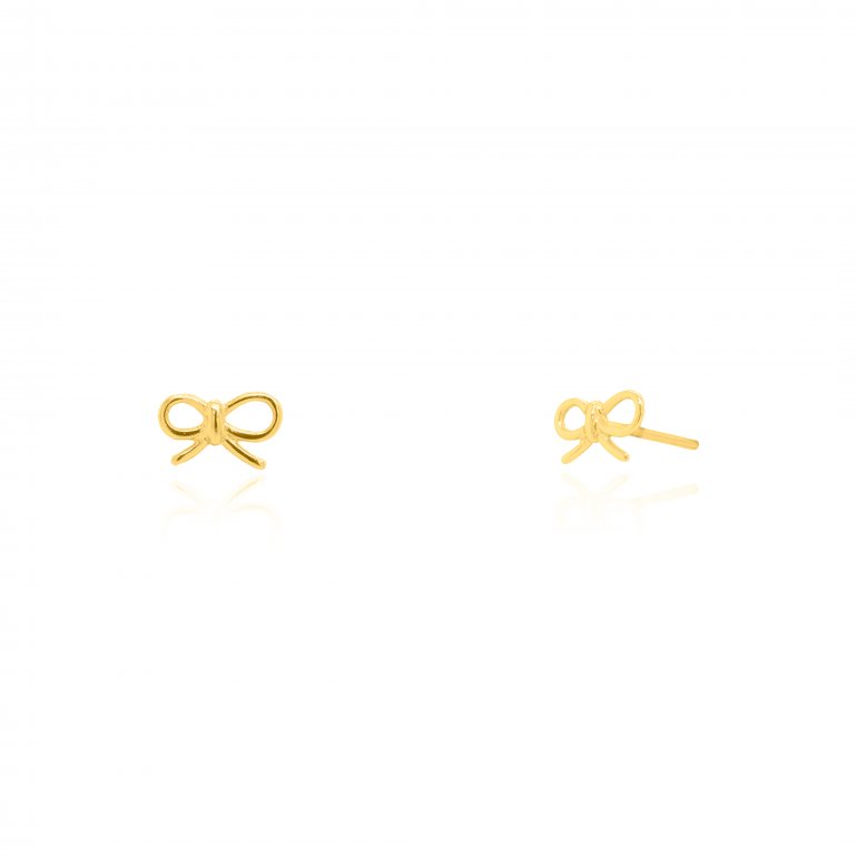 Gold Vermeil Dainty Ribbon Bow Earrings