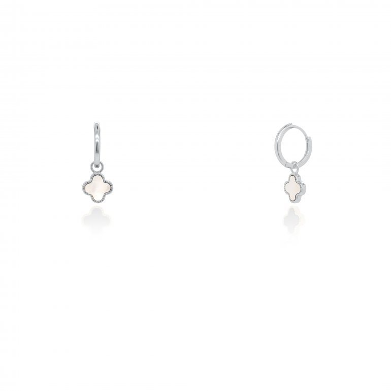 Sterling Silver Pearl Shell Fortuna Huggies