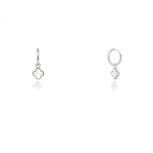 Sterling Silver Pearl Shell Fortuna Huggies