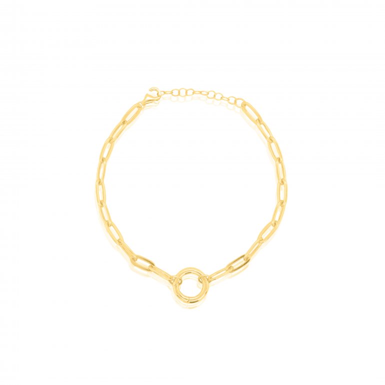 Gold Vermeil Paperclip Round Enhancer Bracelet