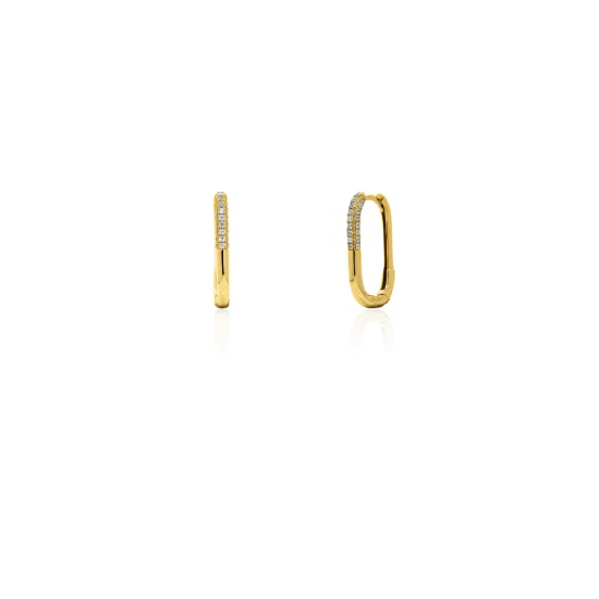 Gold Vermeil Half Pave Paperclip Huggies