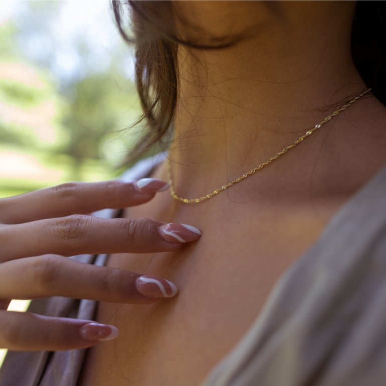 10K Solid Gold Singapore Chain Necklace
