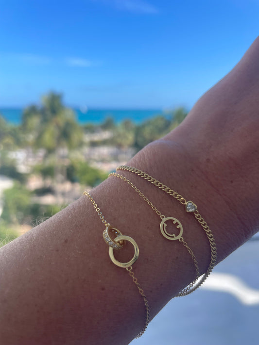 Gold Vermeil Interlocking CZ Ring Bracelet