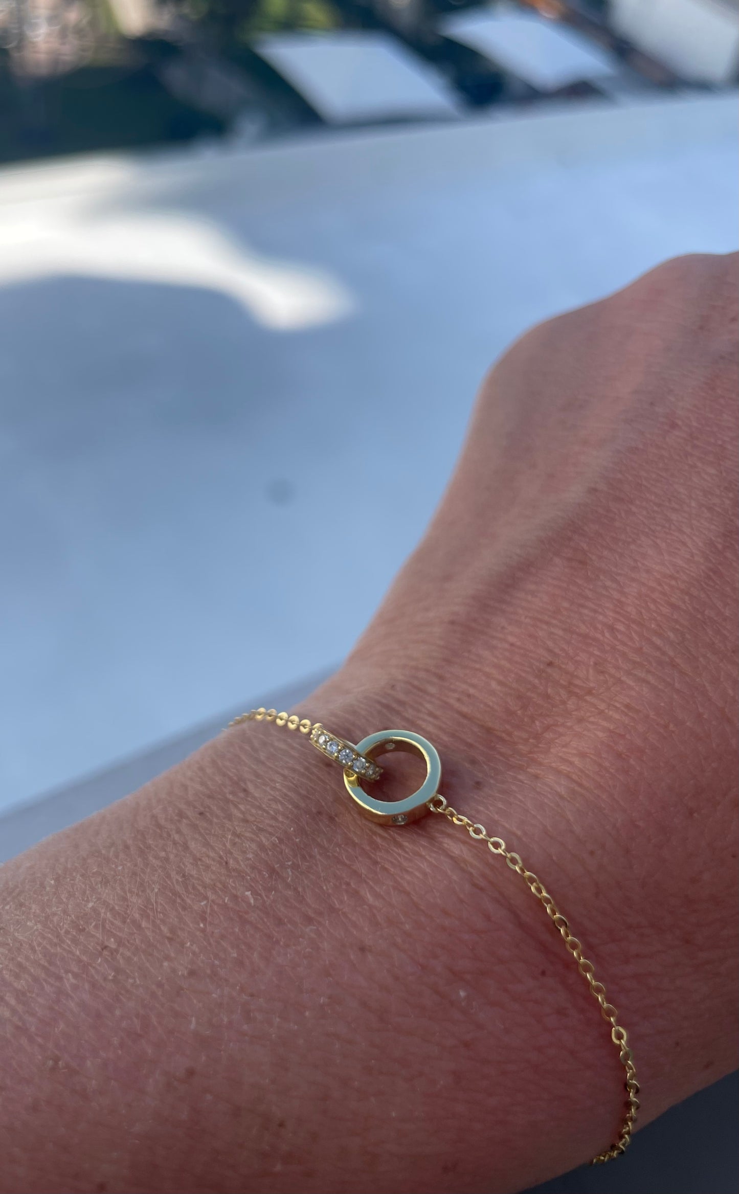 Gold Vermeil Interlocking CZ Ring Bracelet
