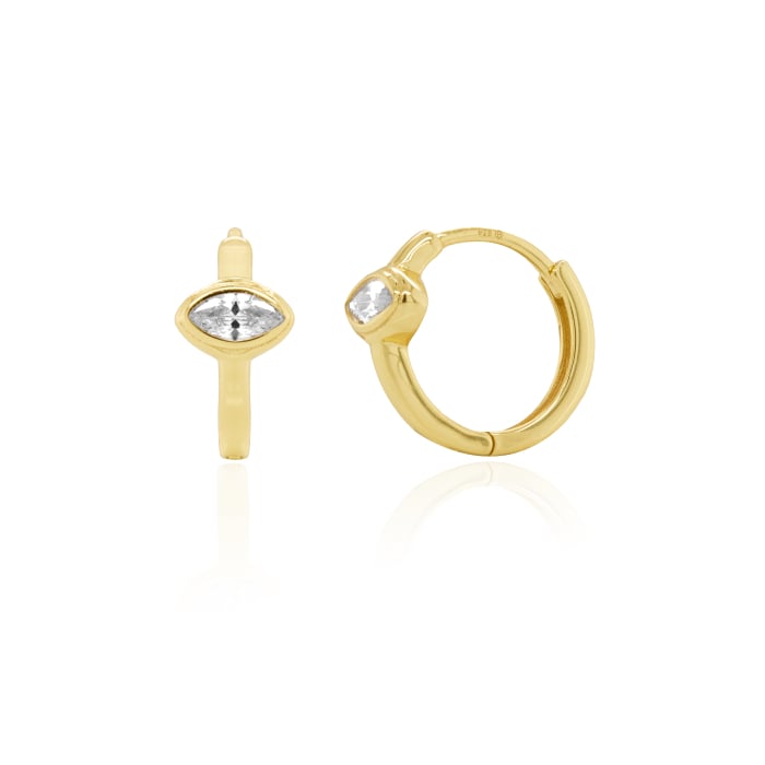 GOLD VERMEIL CZ MARQUISE BEZEL HUGGIES