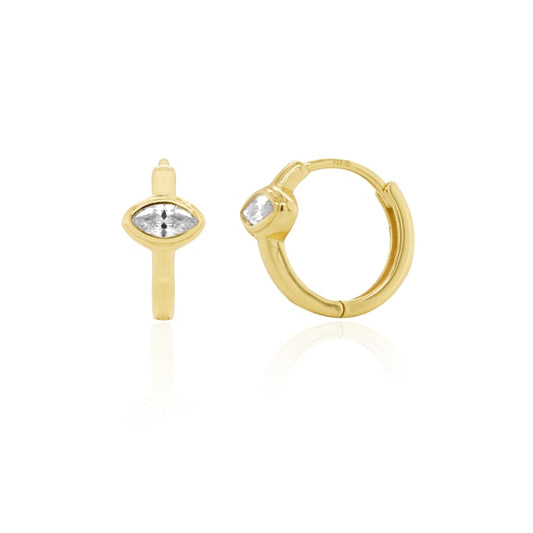 GOLD VERMEIL CZ MARQUISE BEZEL HUGGIES