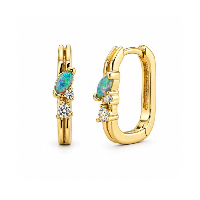 OPAL PAPERCLIP HUGGIE EARRINGS