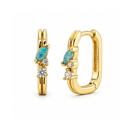 OPAL PAPERCLIP HUGGIE EARRINGS