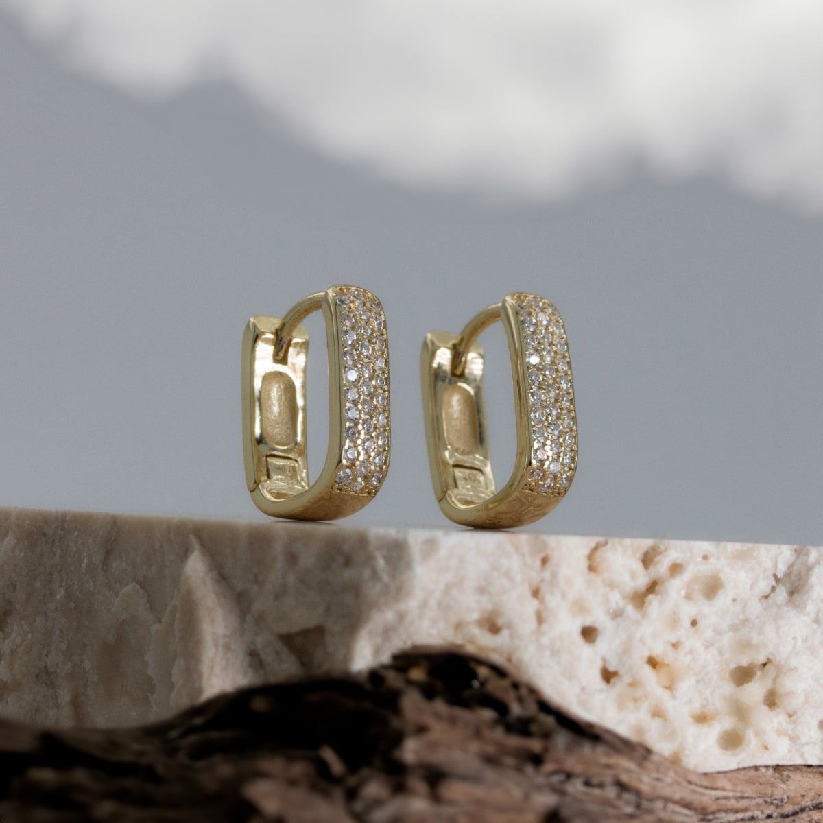 SQUARE CZ PAVE HUGGIES