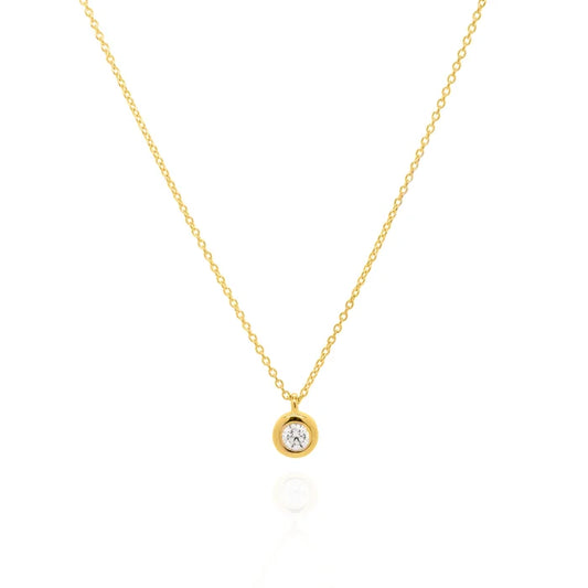 14K YELLOW GOLD BEZEL & DIAMOND NECKLACE