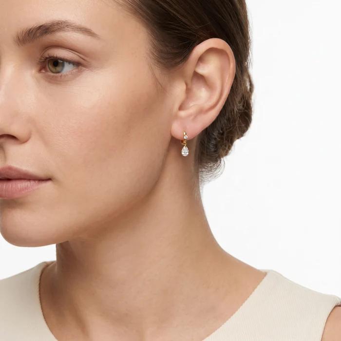 Gold Vermeil CZ Drop Huggie Earring