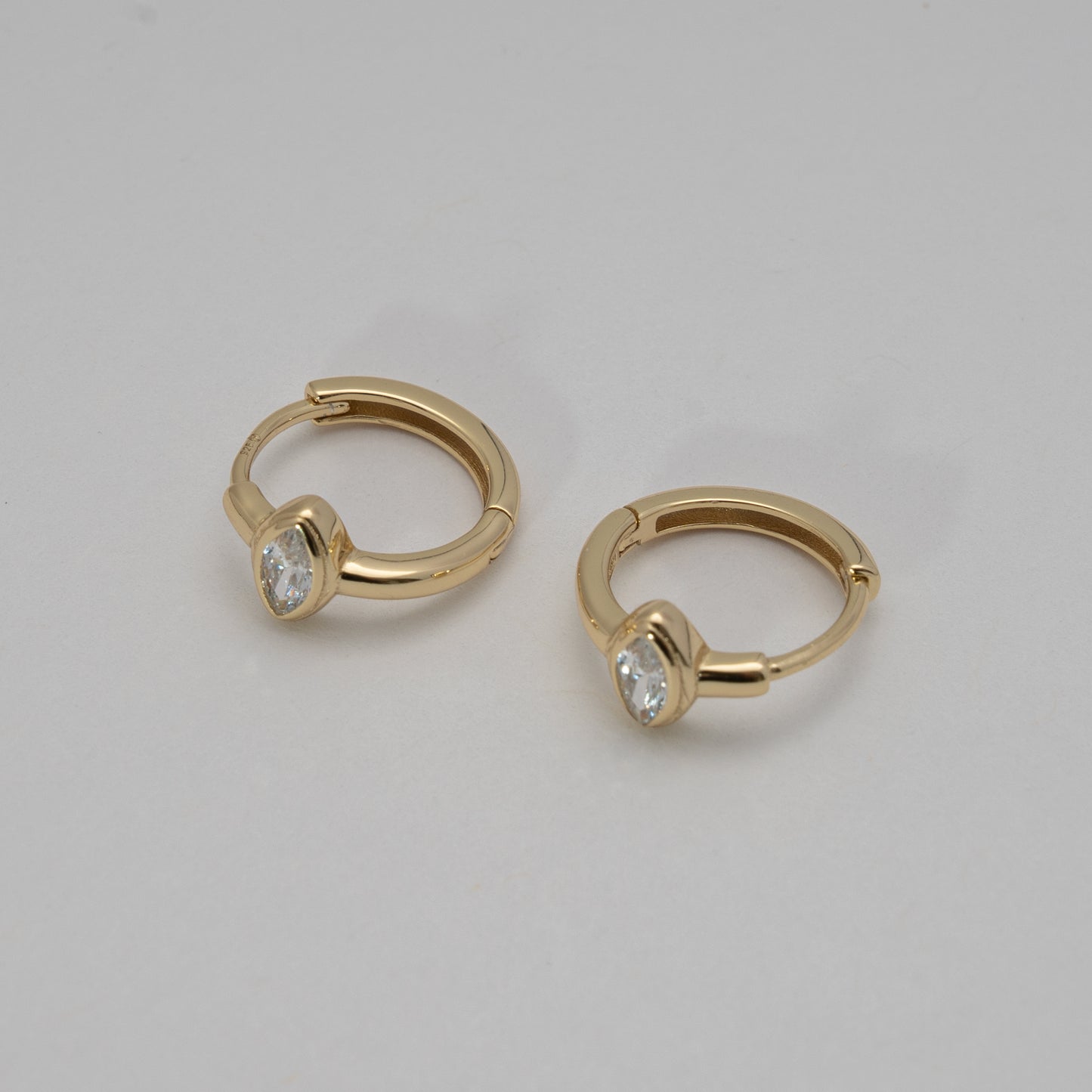 GOLD VERMEIL CZ MARQUISE BEZEL HUGGIES