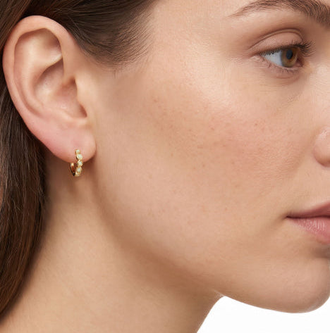 OPAL BEZEL HUGGIE EARRINGS