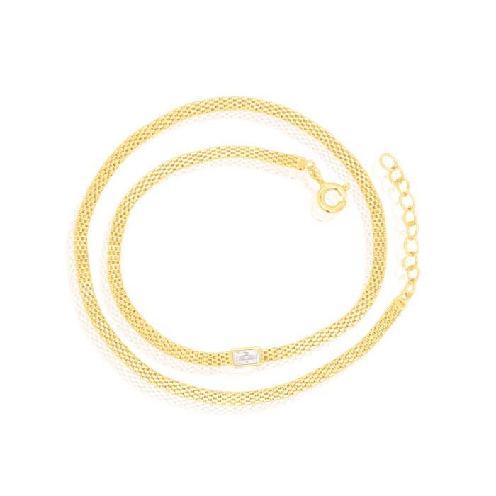 Gold Vermeil Double Wrap CZ Bezel Bracelet