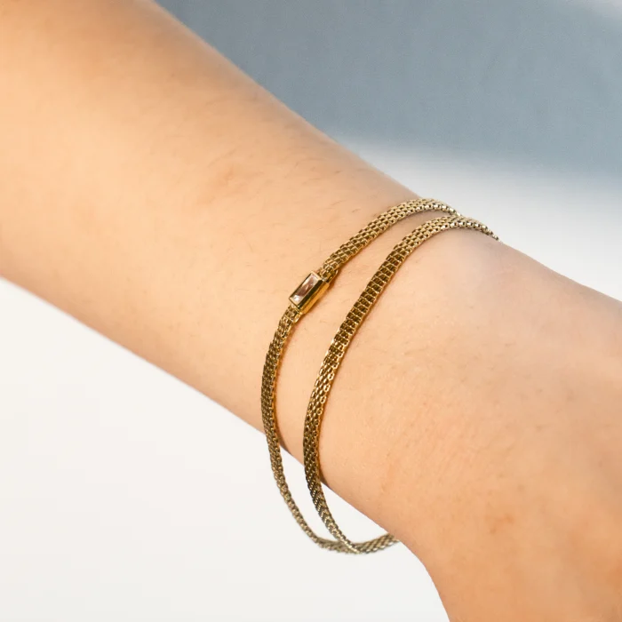 Gold Vermeil Double Wrap CZ Bezel Bracelet