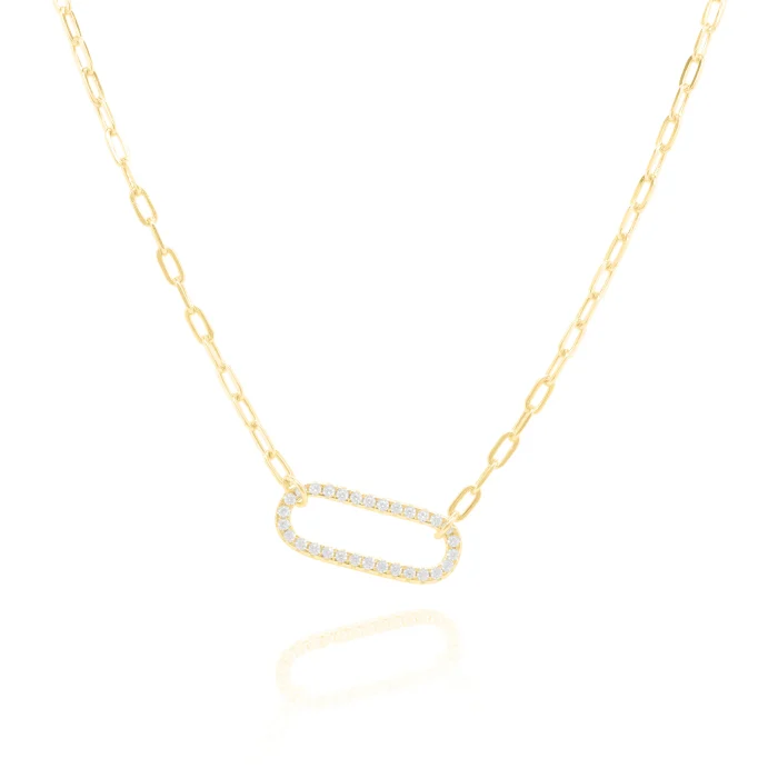 Gold Vermeil Paperclip CZ
