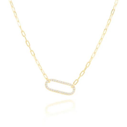 Gold Vermeil Paperclip CZ