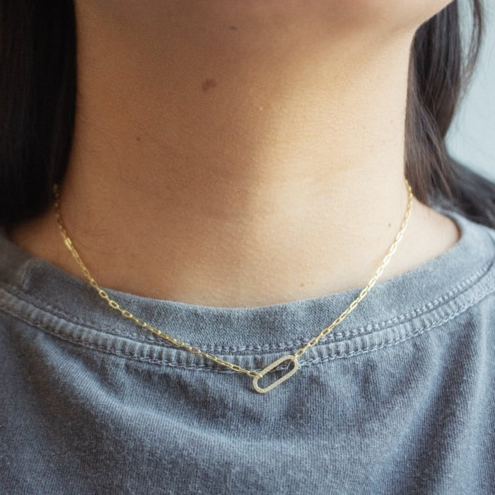 Gold Vermeil Paperclip CZ