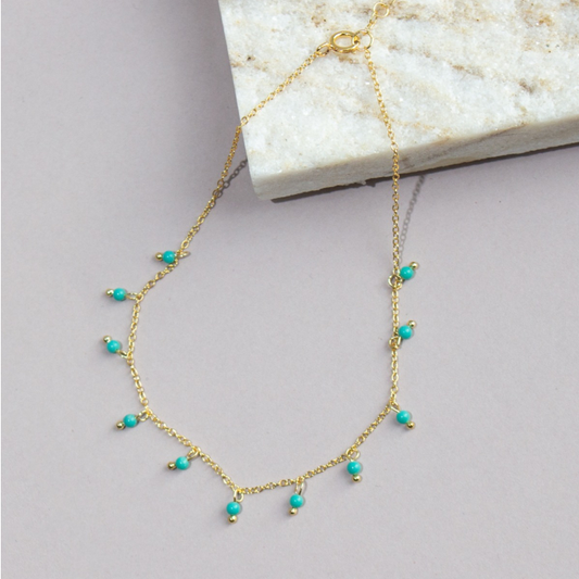 Gold Vermeil Turquoise Bead Anklet