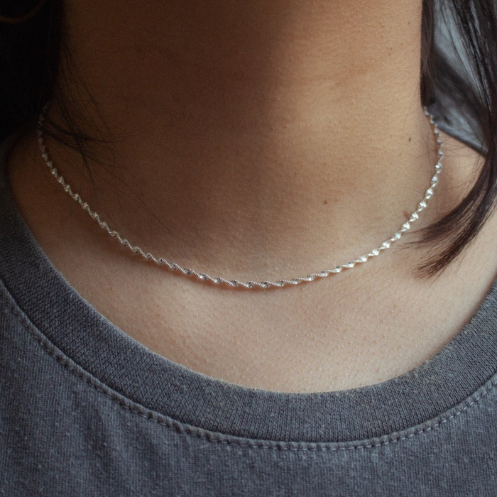 Sterling Silver Twisted Chain Choker