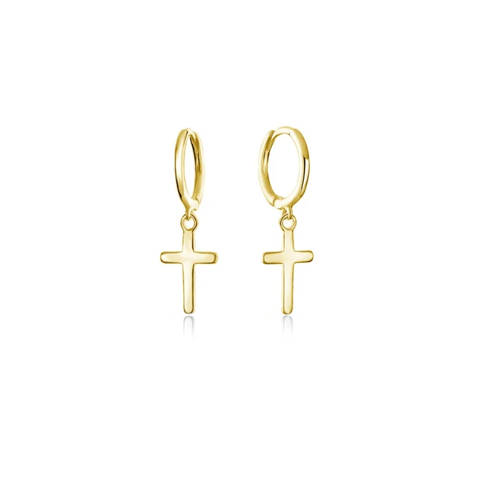 Gold Vermeil Cross Huggies