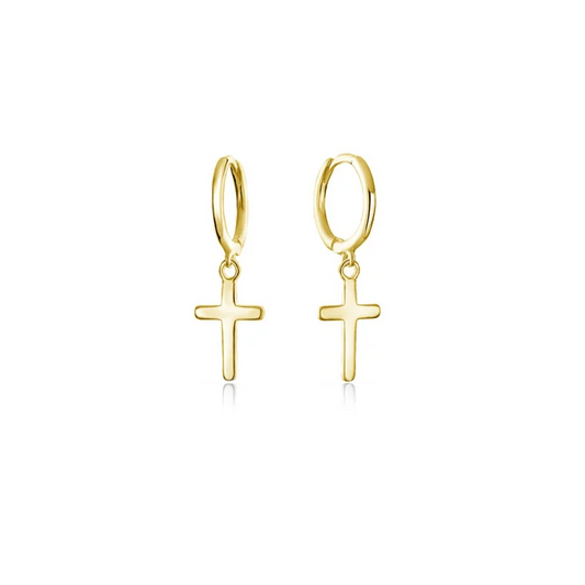 Gold Vermeil Cross Huggies